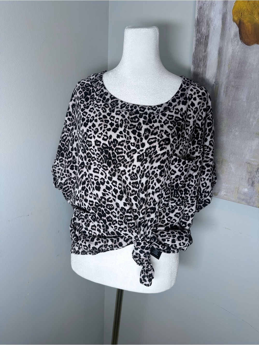 Buffalo David Bitton Black & Cream Leopard Print Blouse